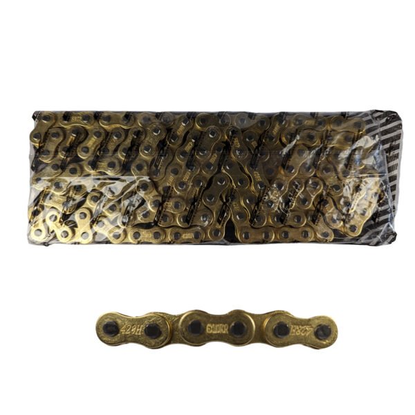 Cadena de moto 428h-136l dorada