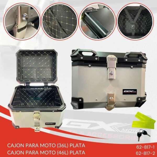 CAJON PARA MOTO (36L) PLATA
